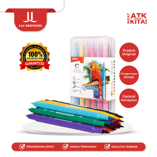 DELI PULPEN FELT DOUBLE-ENDED/ DOUBLE ENDED FELT PEN 12 EC151-12 (1SET)