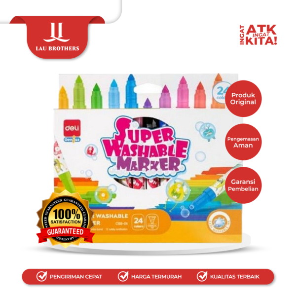 DELI SPIDOL SUPER WASHABLE/ SUPER WASHABLE MARKER 24 EC155-24 (1SET)