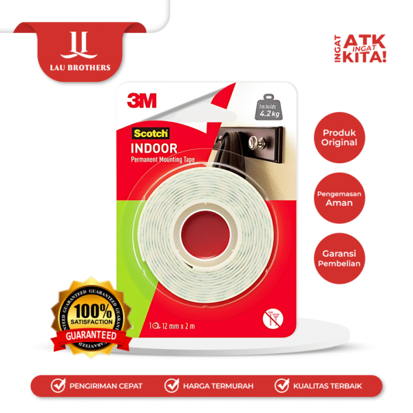 3M SCOTCH INDOOR PERMANENT MOUNTING DOUBLE TAPE INDOOR 12mm x 3m CAT 110 (1PC)