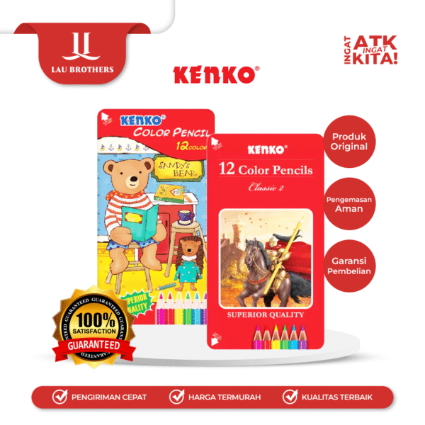 KENKO 12 PENSIL WARNA/ TIN CASE COLOR PENCIL CP-12FTC (1SET)