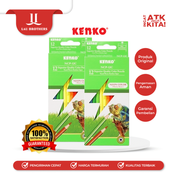 KENKO 12 PENSIL WARNA NEON/  NEON COLOR PENCIL NCP-12C (1SET)