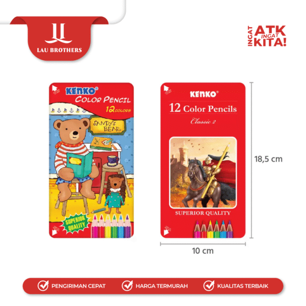 KENKO 12 PENSIL WARNA/ TIN CASE COLOR PENCIL CP-12FTC (1SET) - Image 2
