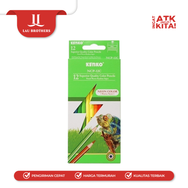 KENKO 12 PENSIL WARNA NEON/  NEON COLOR PENCIL NCP-12C (1SET) - Image 2