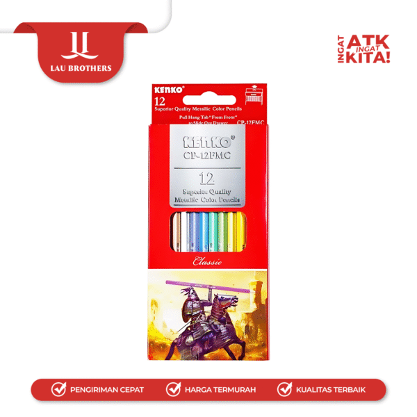 KENKO 12 PENSIL WARNA METALIK/ METALLIC COLOR PENCIL CP-12FMC (1SET) - Image 2