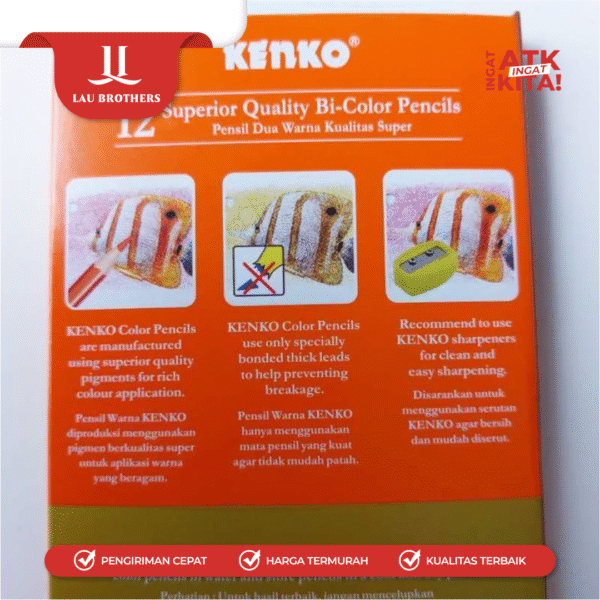 KENKO 12 BI-PENSIL WARNA/ BI-COLOR PENCIL NEON + METALLIC NMCP-12FBC (1SET) - Image 4