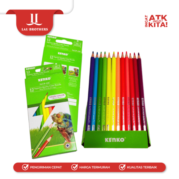 KENKO 12 PENSIL WARNA NEON/  NEON COLOR PENCIL NCP-12C (1SET) - Image 4