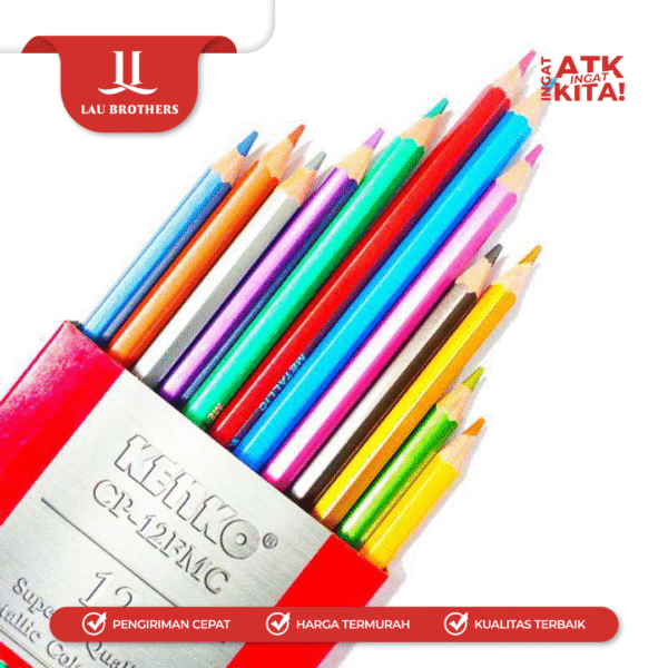 KENKO 12 PENSIL WARNA METALIK/ METALLIC COLOR PENCIL CP-12FMC (1SET) - Image 4