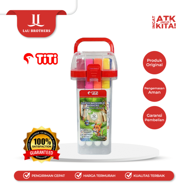 TITI 12C SPIDOL WARNA MUDAH DICUCI/ SUPER WASHABLE MARKERS TI-SWM-12 (1SET)
