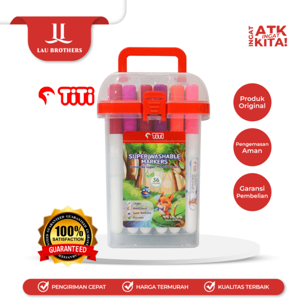 TITI 36C SPIDOL WARNA MUDAH DICUCI/ SUPER WASHABLE MARKERS TI-SWM-36 (1SET) - Image 2