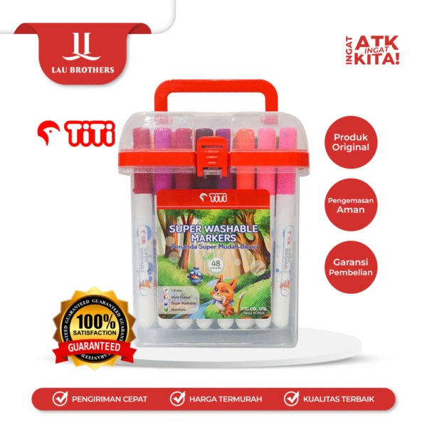 TITI 48C SPIDOL WARNA MUDAH DICUCI/ SUPER WASHABLE MARKERS TI-SWM-48 (1SET)
