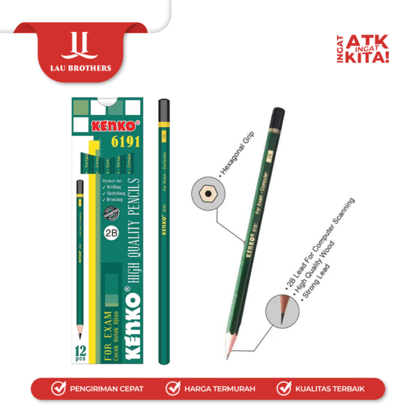 KENKO PENSIL 2B 6191 (1LSN/ 12PCS) - Image 2