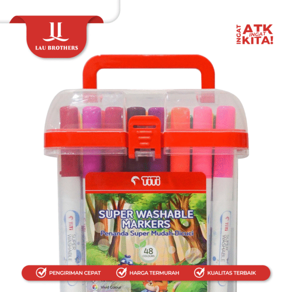 TITI 48C SPIDOL WARNA MUDAH DICUCI/ SUPER WASHABLE MARKERS TI-SWM-48 (1SET) - Image 2