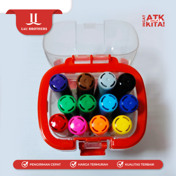 TITI 12C SPIDOL WARNA MUDAH DICUCI/ SUPER WASHABLE MARKERS TI-SWM-12 (1SET) - Image 4